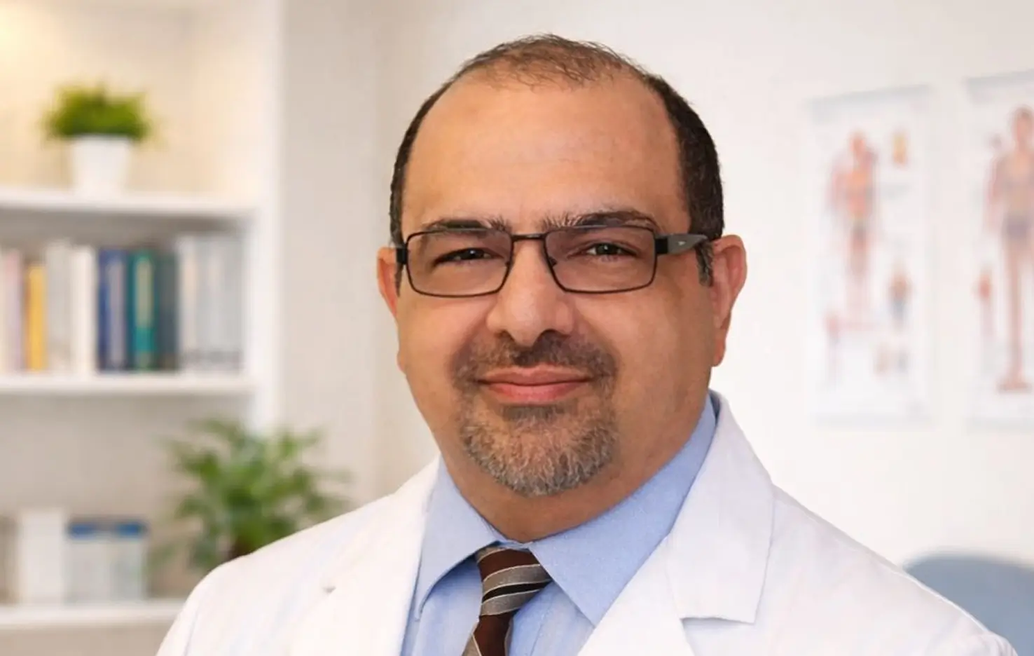 Dr. Krishna Kumar, MD, a medical professional, is depicted in a professional setting, wearing a white coat and stethoscope.